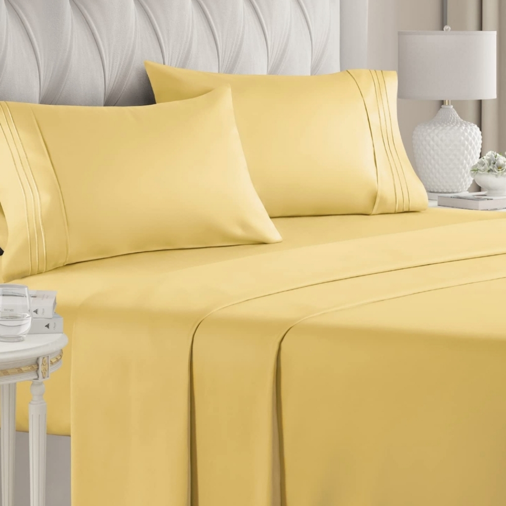 CGK unlimited Queen size Sheet Set- yellow - 4 piece set